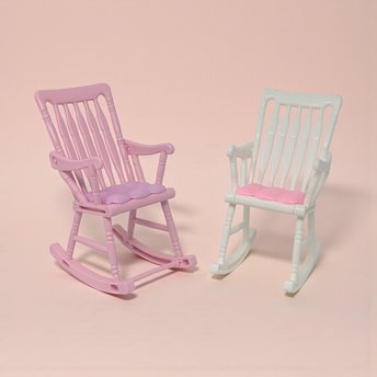 1997 Mattel Barbie Dollhouse Rocking Chair Pair: Pink and White Nursery Furniture