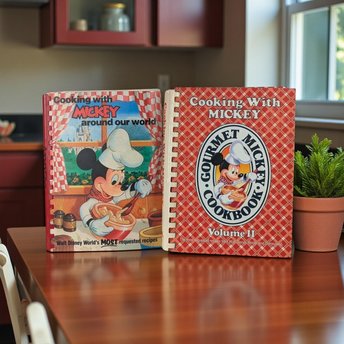 Cooking with Mickey Cookbook Pair: Disney Around Our World & Volume 2 Books