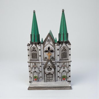 Vintage 1987 The Cathedral Lighted Building: Dept 56 Christmas in the City Village Decor