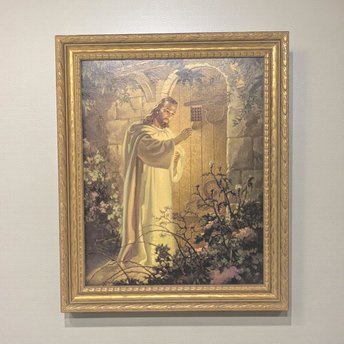 Vintage 1942 Jesus at the Door Lithograph: Warner Sallman Kriebel & Bates Framed Art