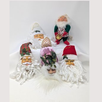 Vintage Christmas Choice: Plush Santa Heads Plastic Face & Elf Baker