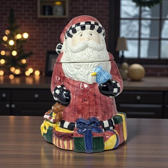 Vintage Ceramic Santa Claus Cookie Jar: Debbie Mumm