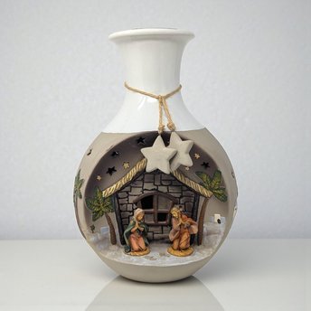 Vintage Roman Inc Light Up Nativity Vase: Holy Family Scene