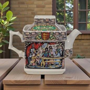 Vintage Sadler Robin Hood Porcelain Teapot: Sherwood Forest and Sheriff of Nottingham Decor