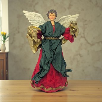 Vintage Fabric Angel Tree Topper: Christmas Holiday Decoration