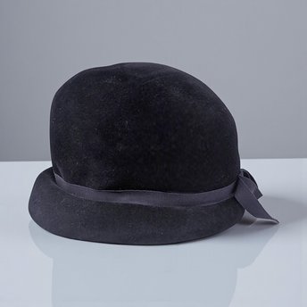 Vintage Dark Blue Wool Felt Cloche Hat: Firenze
