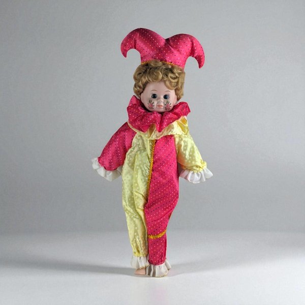 Vintage 19" Harlequin Jester Doll
