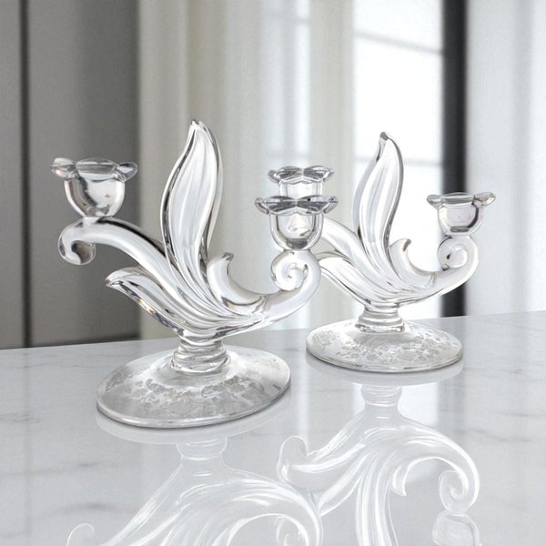 Duncan Miller First Love Glass Candlesticks