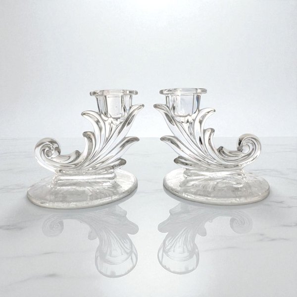 Vintage Fostoria Navarre Baroque Candlestick Holders