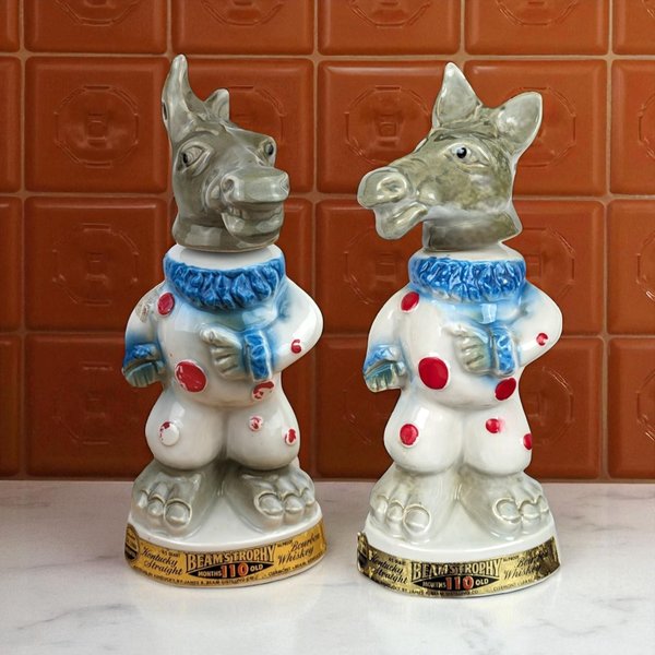 1968 Jim Beam Donkey Decanter: C. Miller Political Clown