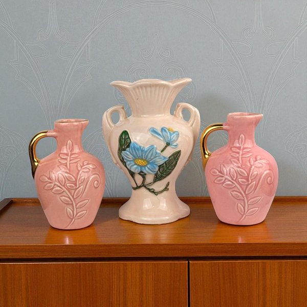 Vintage Pink Ceramic Vase Collection