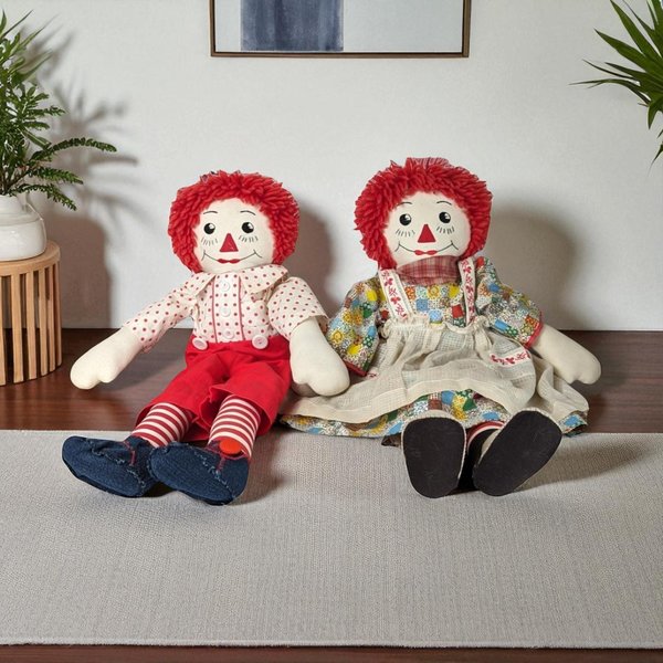 Vintage Handmade Raggedy Ann and Andy Dolls