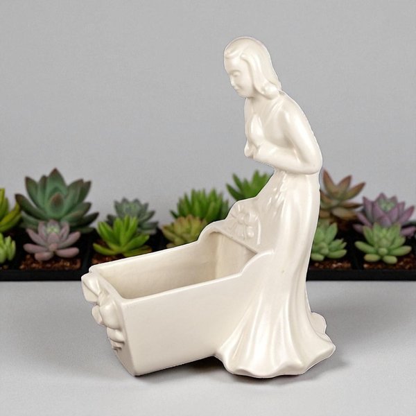 Vintage Haeger Pottery Woman and Cradle Planter