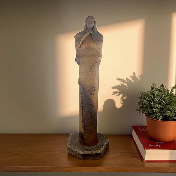 Vintage JH Boone Terracotta Indian with Spear Statue