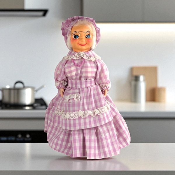 Vintage Handmade Soap Bottle Granny Doll