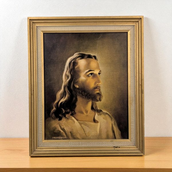 1941 Head of Christ Framed Lithograph: Kriebel and Bates