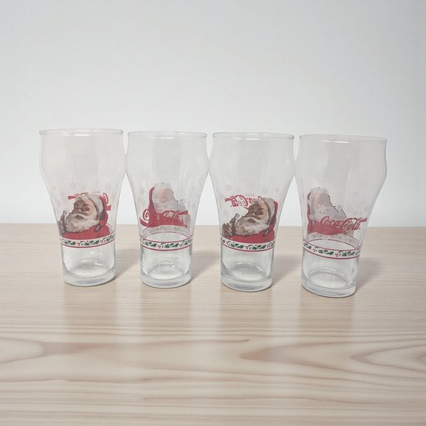 Set of 4 Vintage Libbey Santa Claus Coca-Cola Glasses