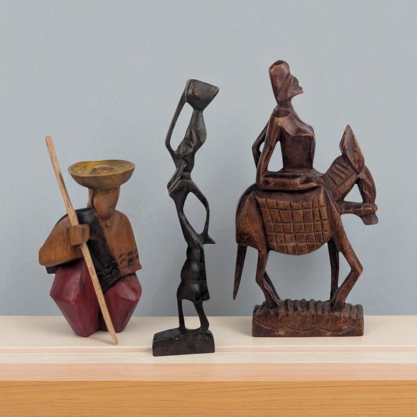 Vintage Hand Carved Wooden Decor Figurine Choice