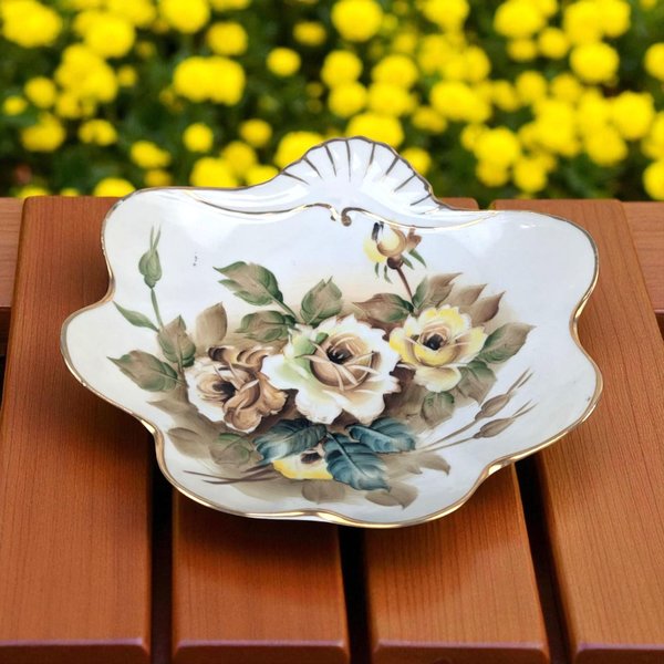 Vintage Ucagco Floral Ceramic Dresser Tray