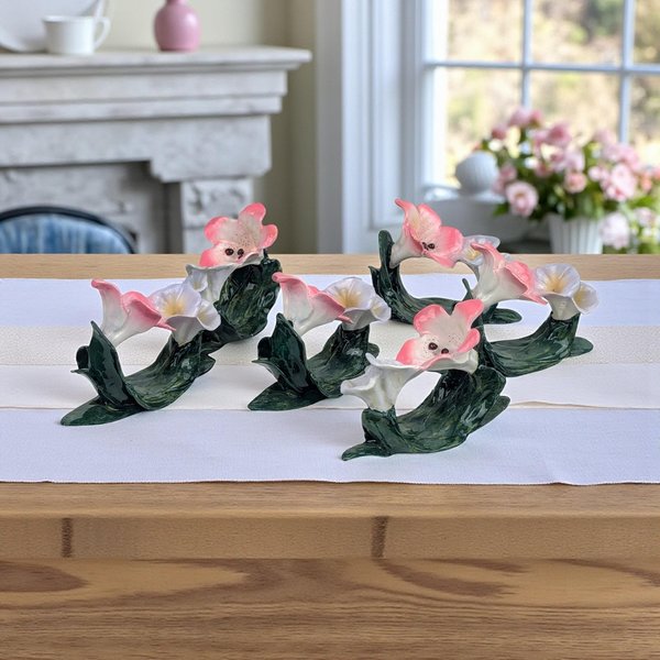 Set of 6 Vintage Floral Napkin Rings (Philippines)