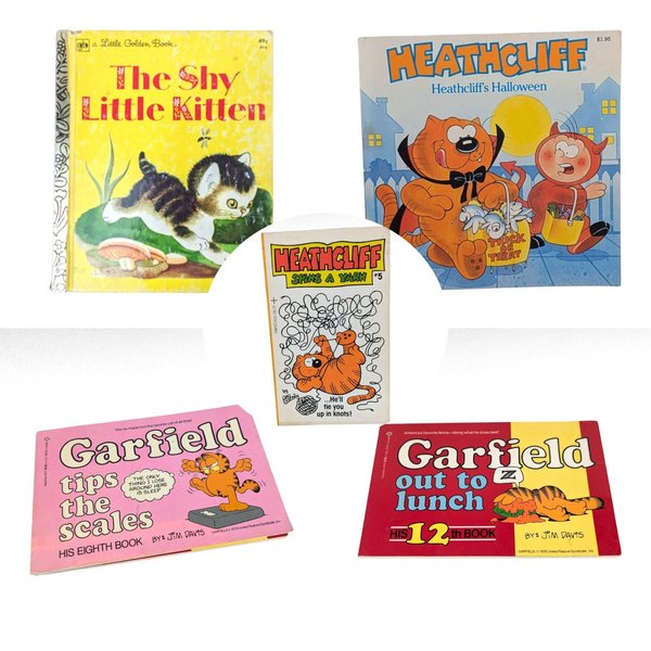 Vintage "Purr-fect" Cat Cartoon & Storybook Collection - Set of 5