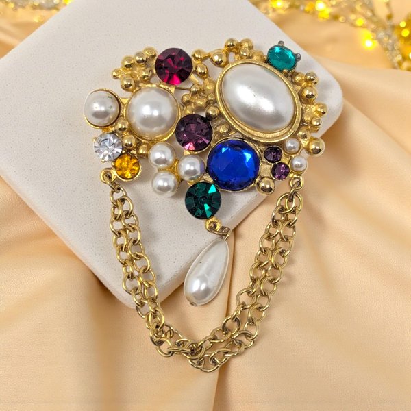 Vintage Colorful Mid-Century Statement Brooch