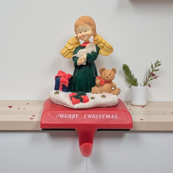 1997 Santa's Workbench Angel Stocking Holder