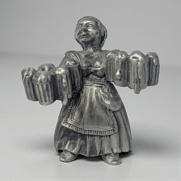 Vintage Pewter Beer Maiden Figurine