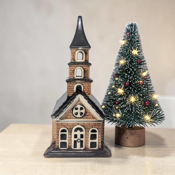 Vintage Ceramic Lighted Village Church
