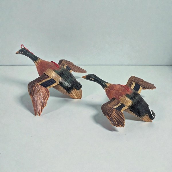 Vintage Painted Wooden Duck Decoy Ornaments