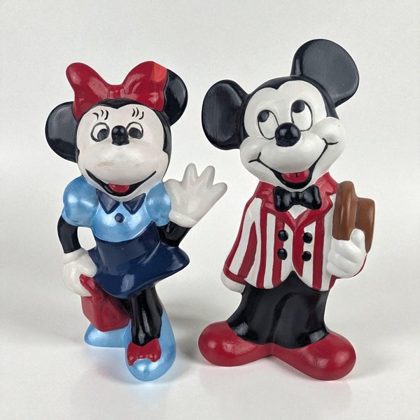 Vintage Mickey and Minnie Mouse Hand Painted Figures