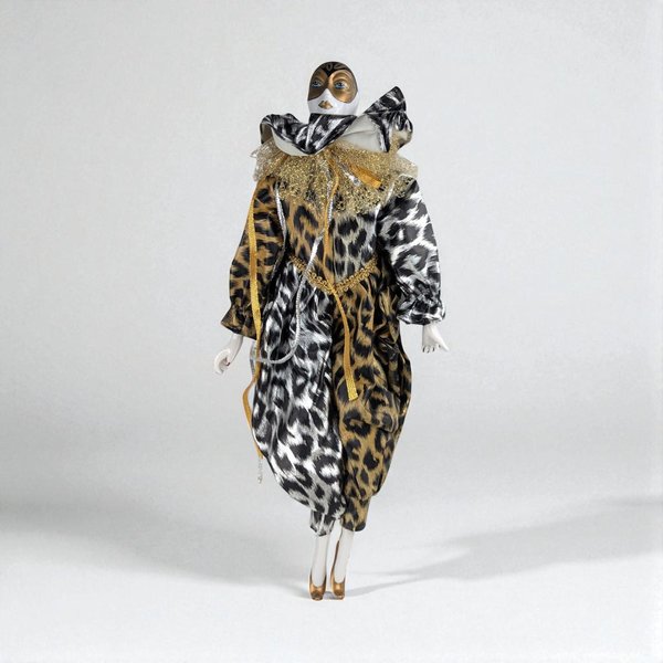 Vintage Lindell Porcelain Harlequin Doll