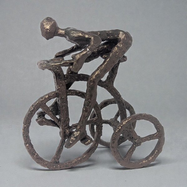 Vintage Brutalist Metal Man on Tricycle Figure