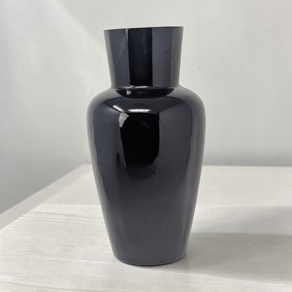 Vintage Fenton Ebony Black Glass Vase
