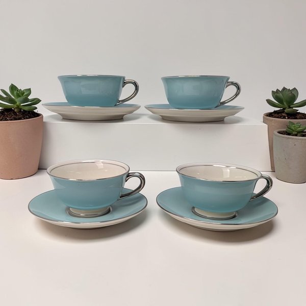 1962 Nancy Prentiss Tea Cup and Saucer Set - Set of 4