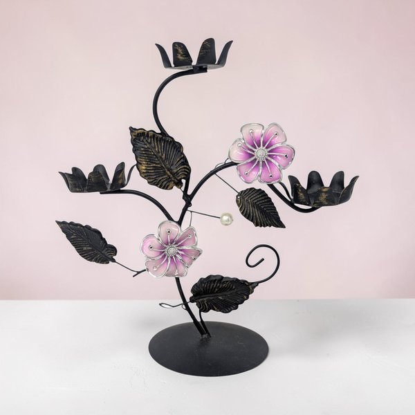 Vintage Floral Metal Votive Candelabra