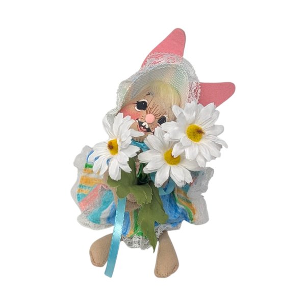 1990s Annalee Easter Bunny Daisy Doll – Holiday Figurine Spring Decor